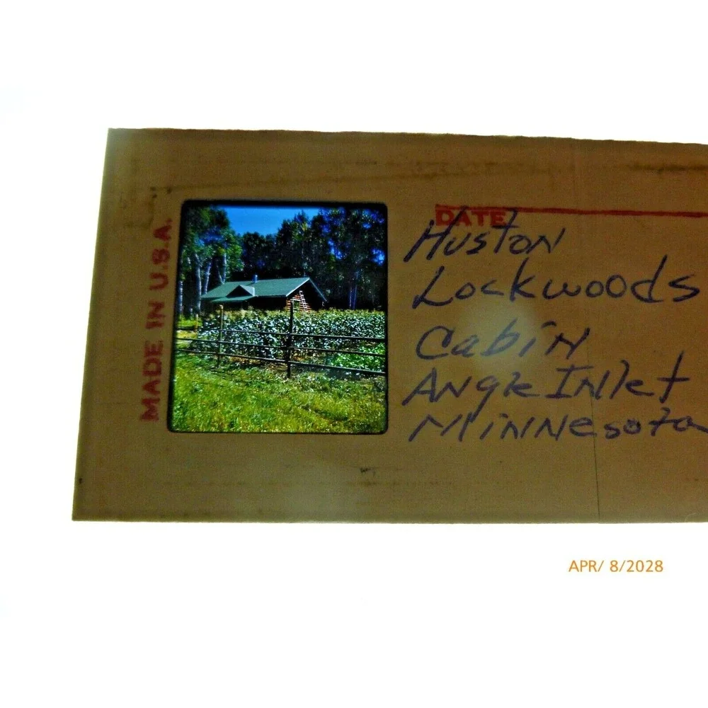 Vintage Stereo Slide Huston Lockwoods Cabin Angle Inlet Minnesota 3D View MN